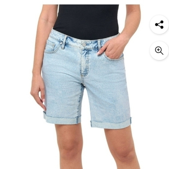 Seven7 Pants - Seven7 Mid-Rise Relaxed Bermuda Easy Relaxed Fit Cuffed Hem Inseam 8.5